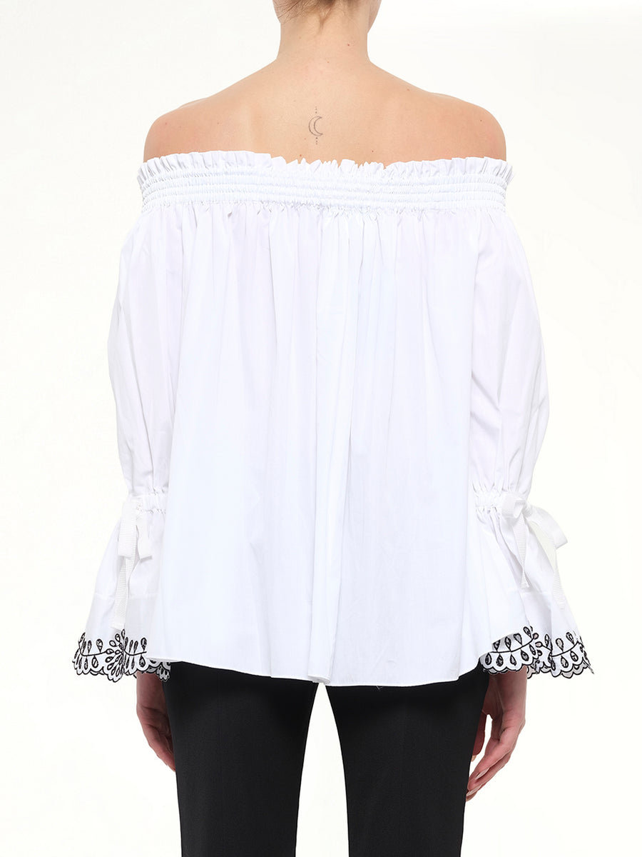 Popeline Shirt Top in White