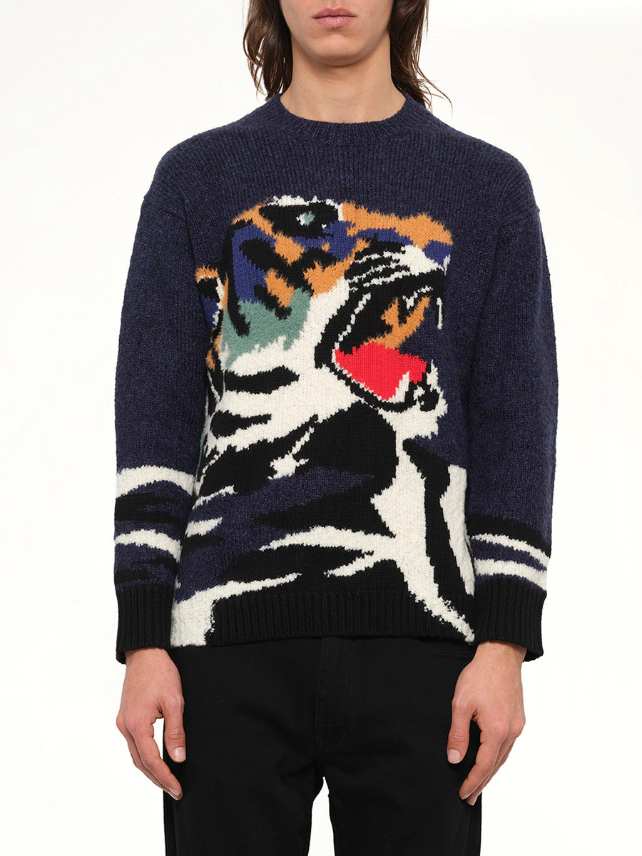 Tiger Head Knit in Blue
