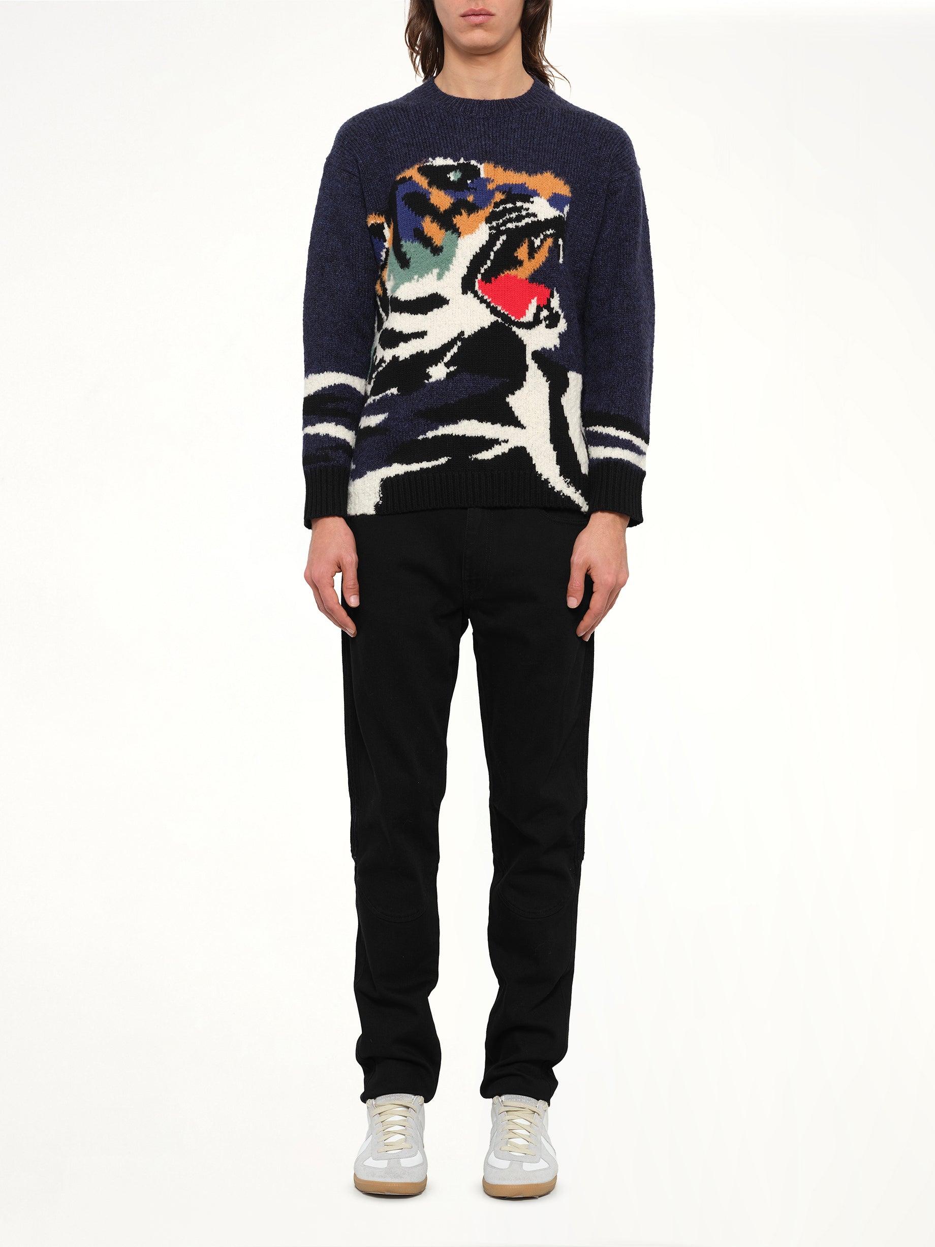 Tiger Head Knit in Blue