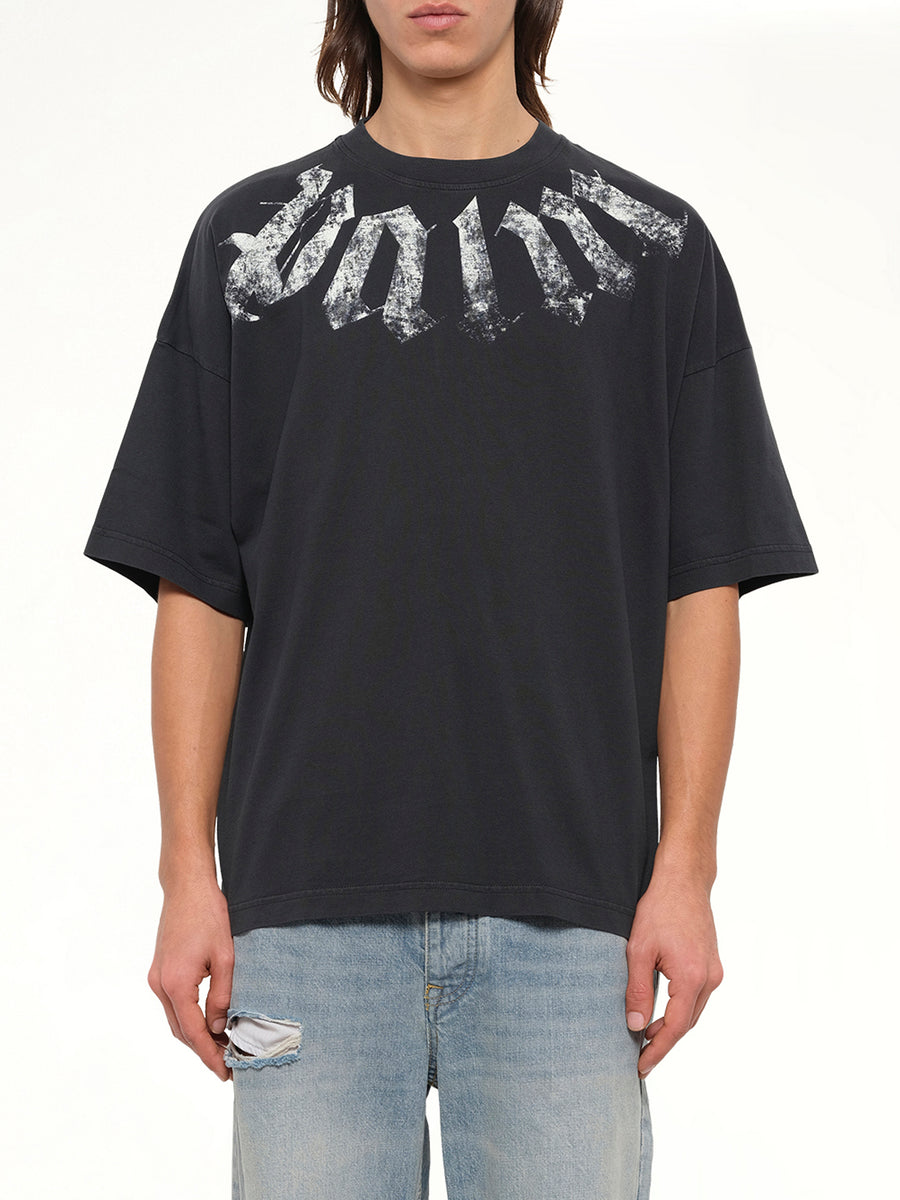 Big Neck Logo Loose T-Shirt in Black/Off White