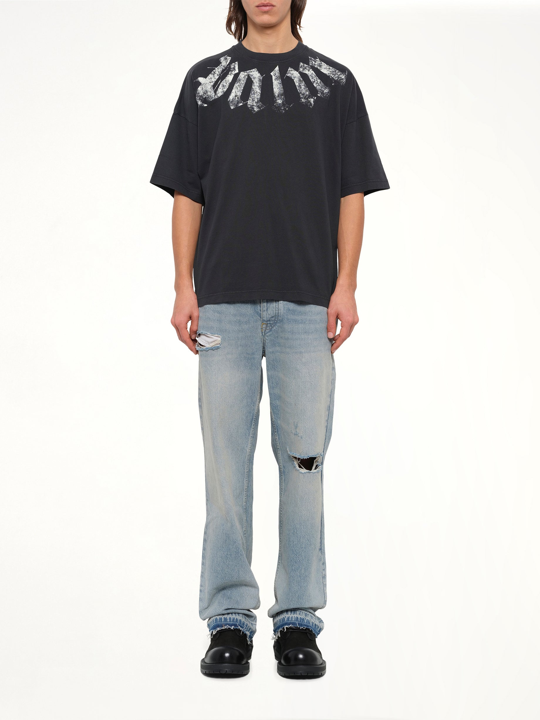 Big Neck Logo Loose T-Shirt in Black/Off White