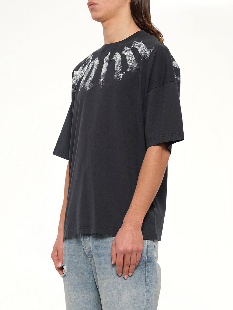 Big Neck Logo Loose T-Shirt in Black/Off White