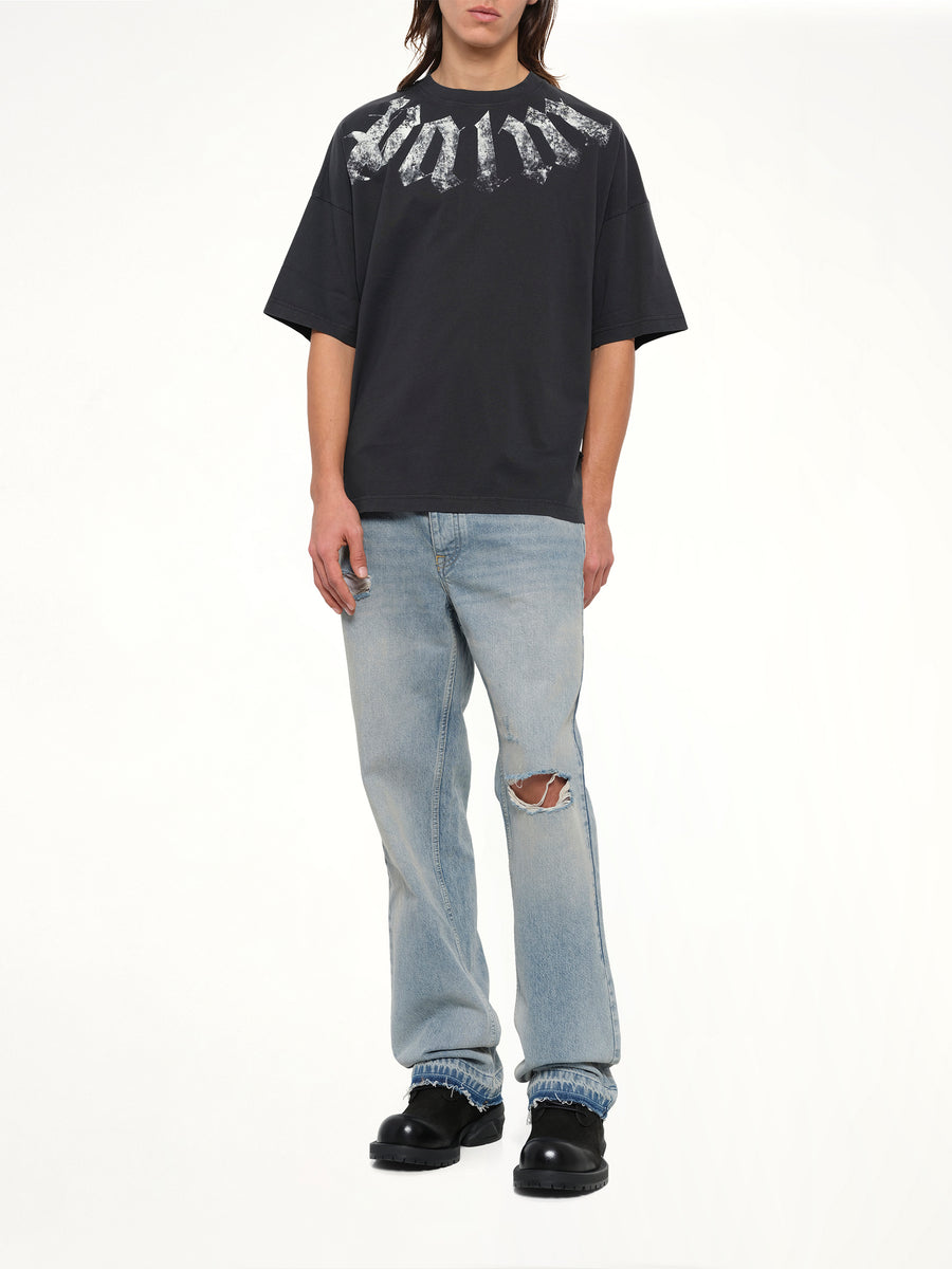 Big Neck Logo Loose T-Shirt in Black/Off White