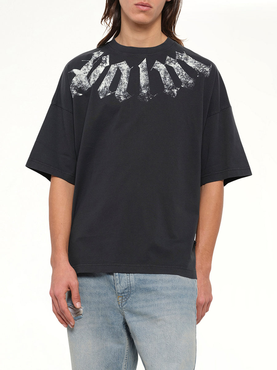 Big Neck Logo Loose T-Shirt in Black/Off White