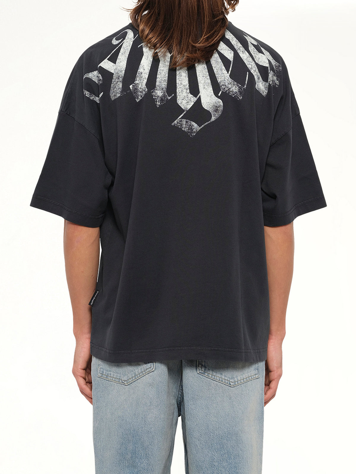 Big Neck Logo Loose T-Shirt in Black/Off White