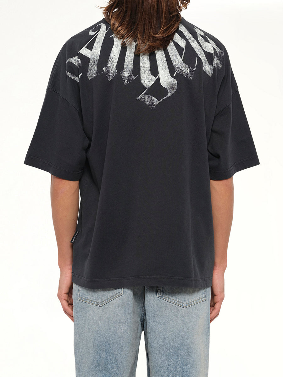 Big Neck Logo Loose T-Shirt in Black/Off White