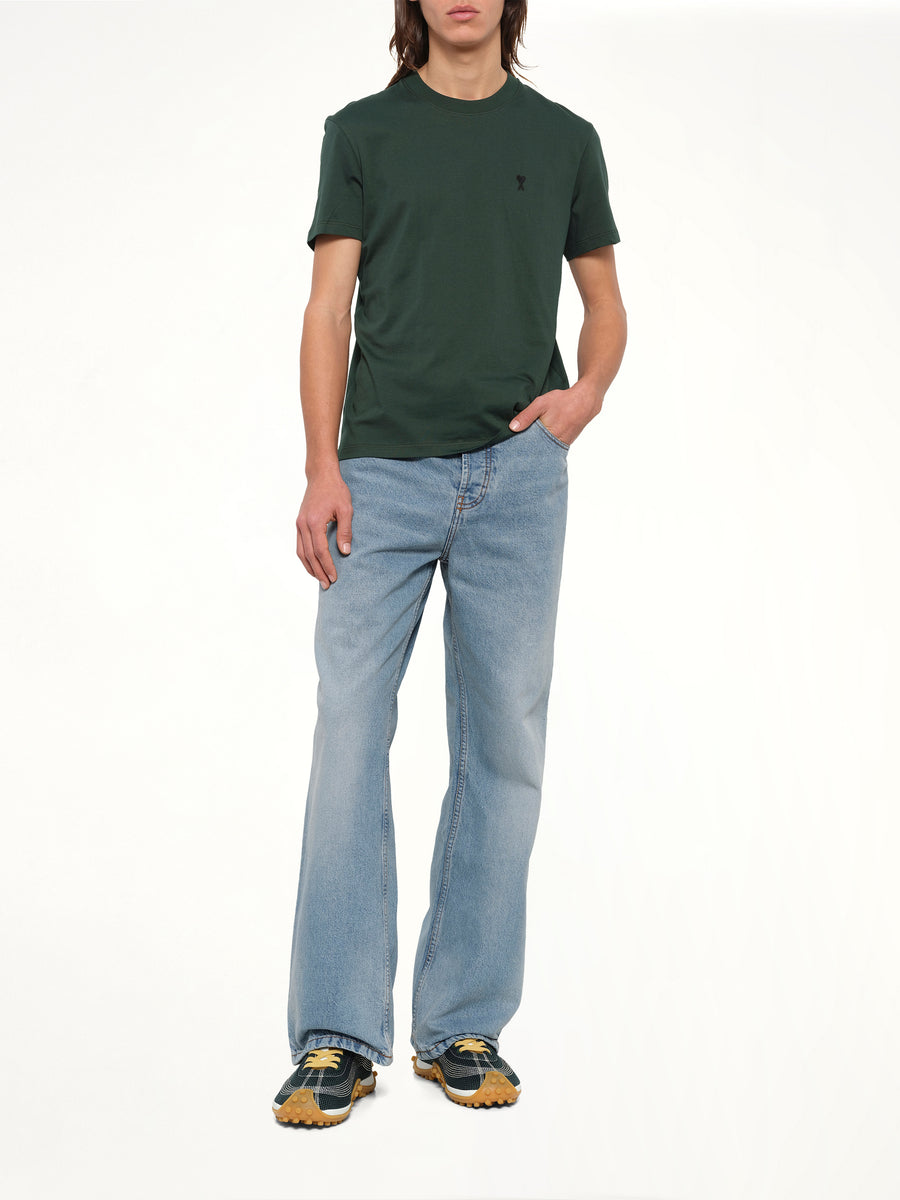 Contrasted Ami De Coeur T-Shirt in Bottle Green