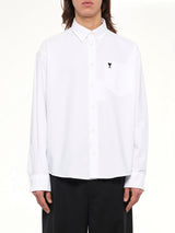 Embroidered Ami De Coeur Boxy Fit Shirt in White