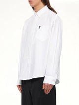 Embroidered Ami De Coeur Boxy Fit Shirt in White