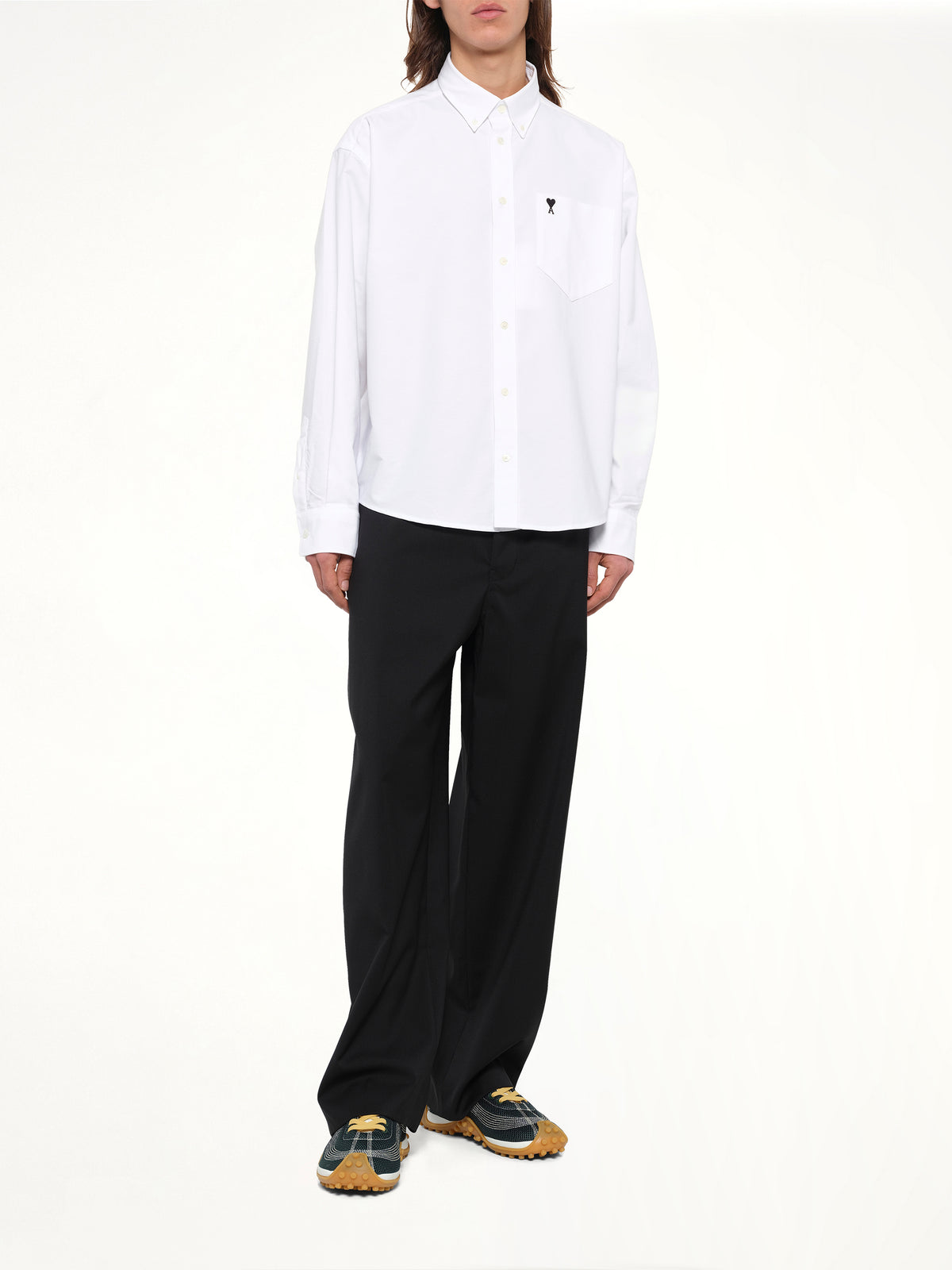 Embroidered Ami De Coeur Boxy Fit Shirt in White