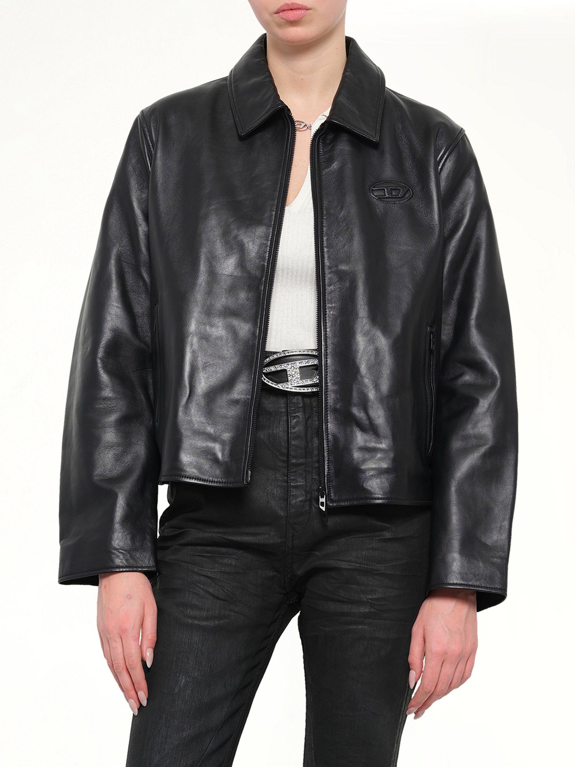 L-AMAR-FEM-S2 Leather Jacket in Black
