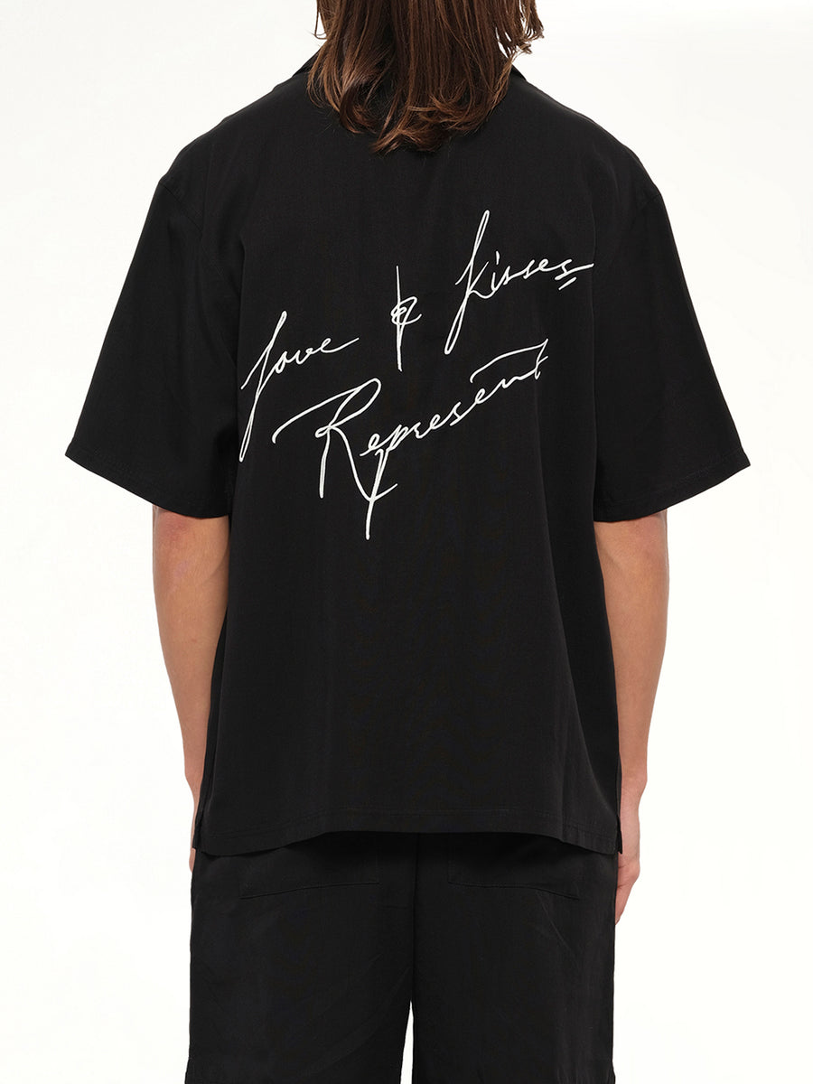 Love And Kisses Resort Shirt in Jet Black