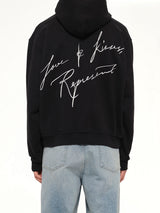 Love And Kisses Zip Through Hoodie in Jet Black