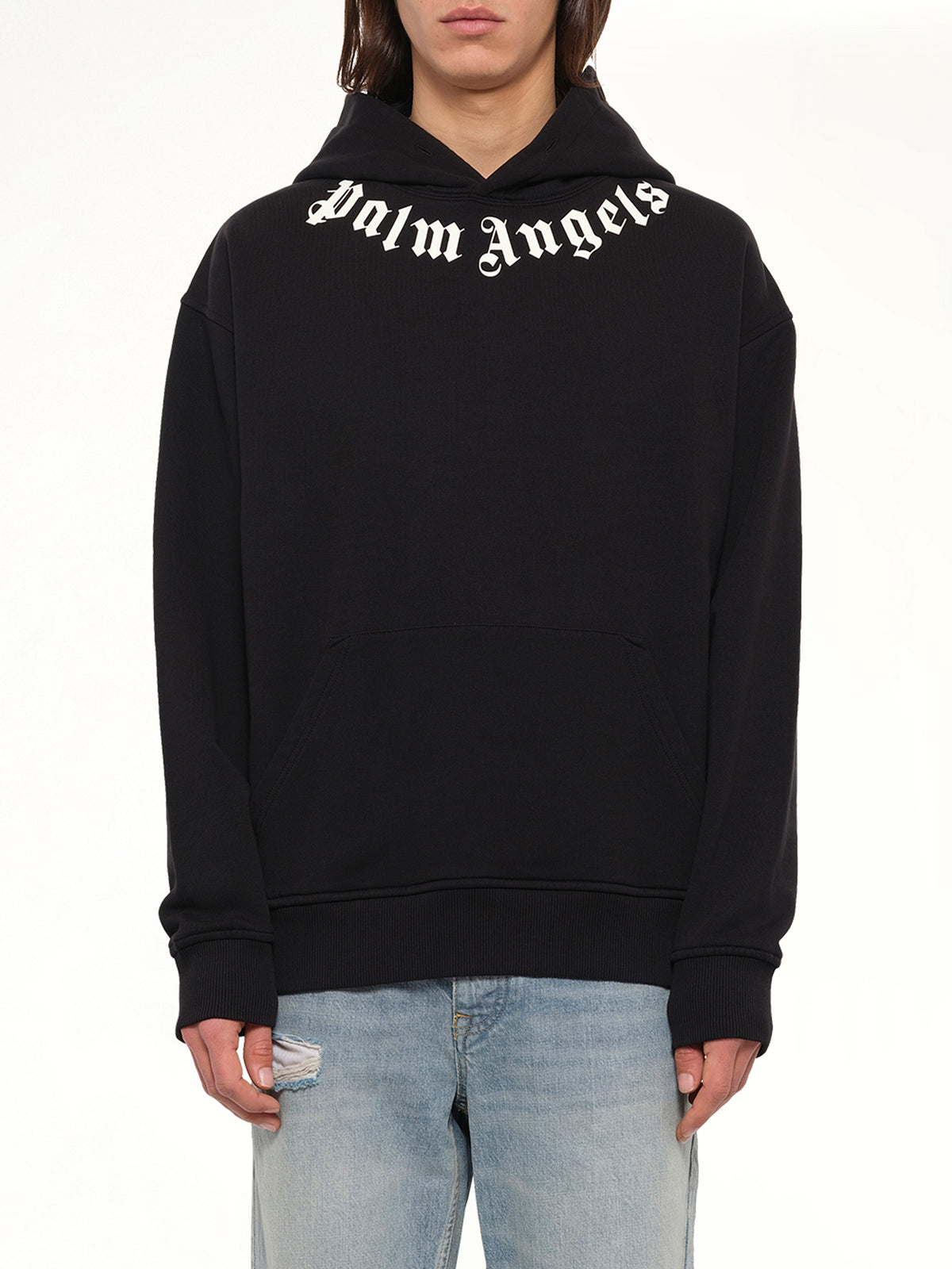Neck Logo Regular Hoodie in Black/Off White