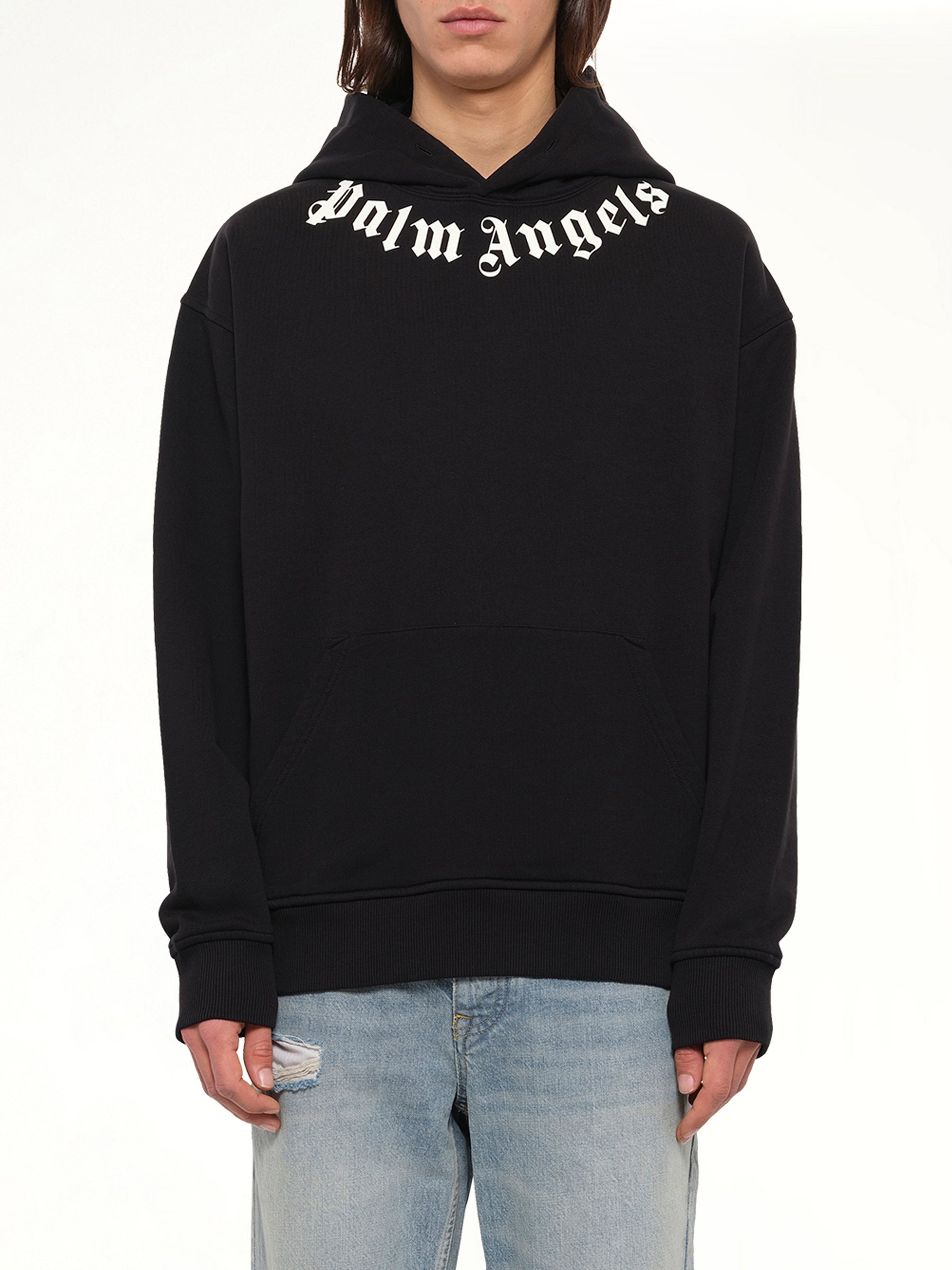 Neck Logo Regular Hoodie in Black/Off White