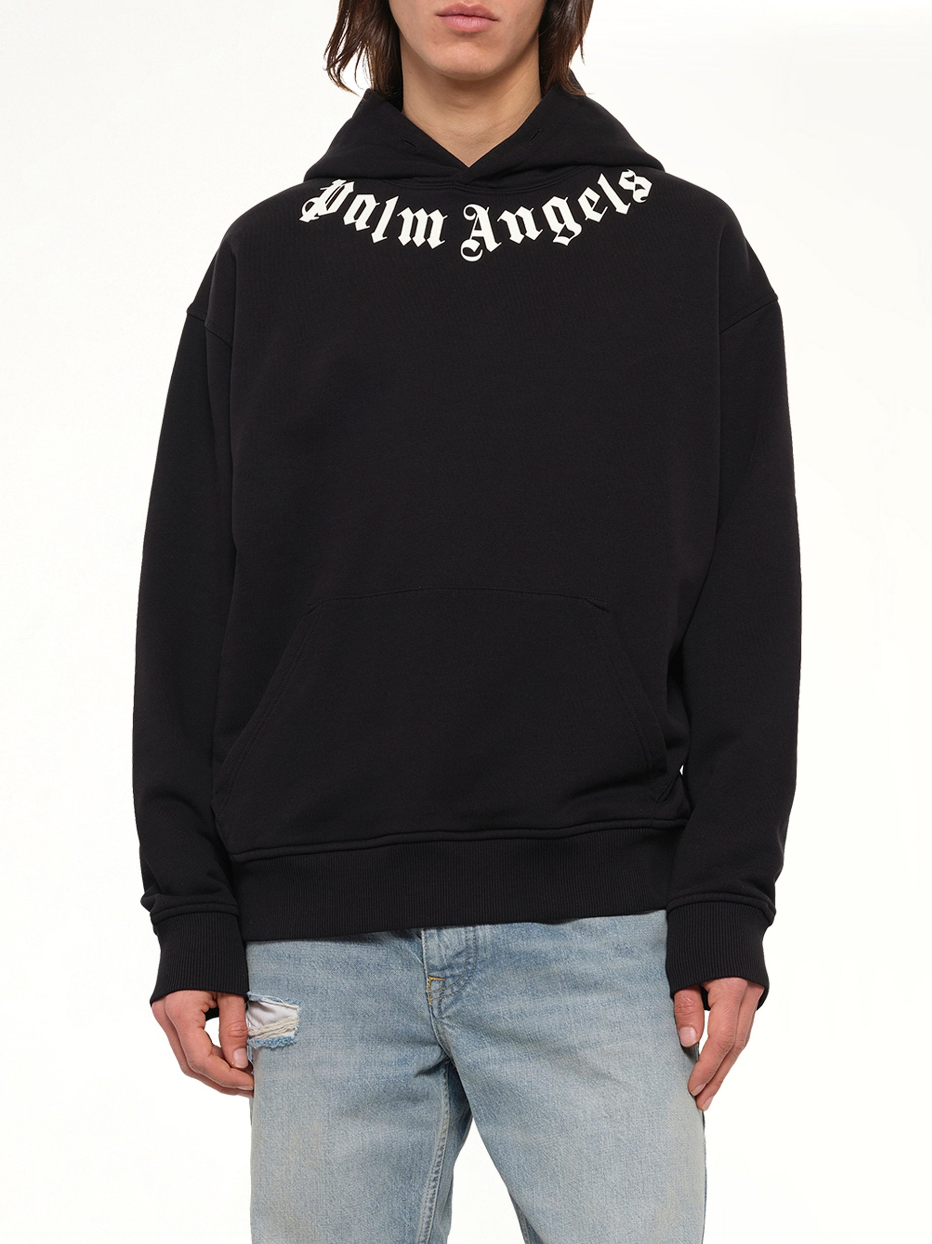 Neck Logo Regular Hoodie in Black/Off White