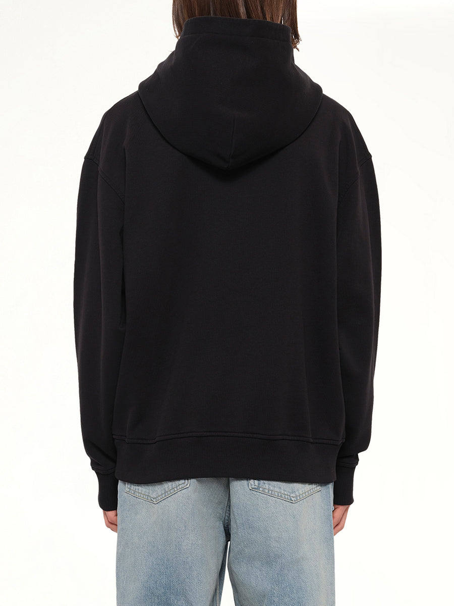Neck Logo Regular Hoodie in Black/Off White