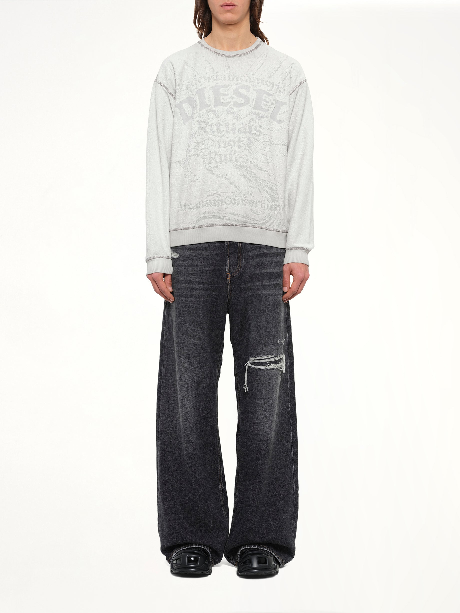 S-ARON-RAW Sweatshirt in White