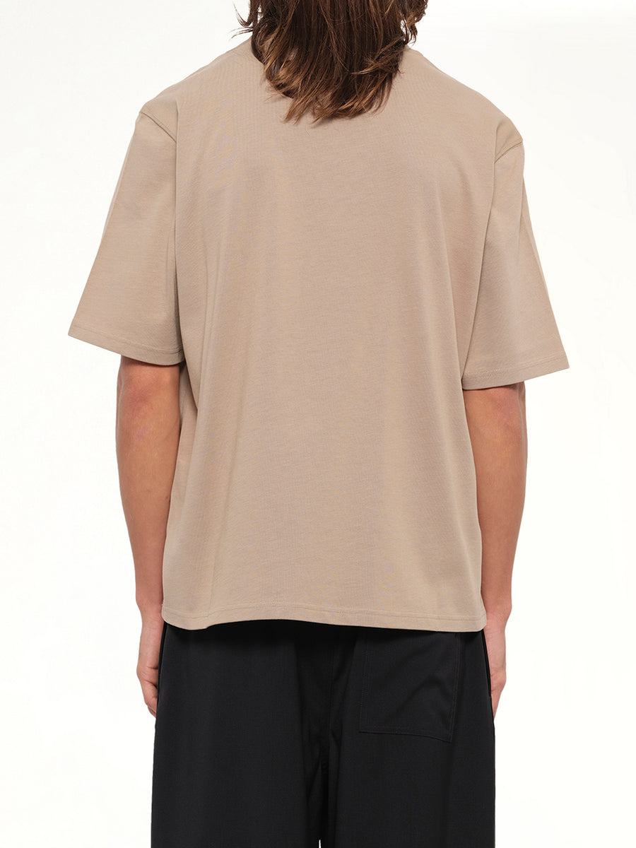 Tonal Embossed Ami De Coeur T-Shirt in Beige