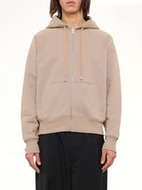 Tonal Embossed Ami De Coeur Zipped Hoodie in Beige