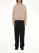Tonal Embossed Ami De Coeur Zipped Hoodie in Beige