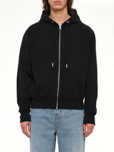 Tonal Embossed Ami De Coeur Zipped Hoodie in Black
