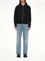 Tonal Embossed Ami De Coeur Zipped Hoodie in Black