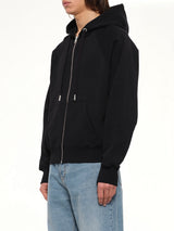 Tonal Embossed Ami De Coeur Zipped Hoodie in Black