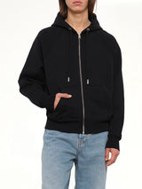 Tonal Embossed Ami De Coeur Zipped Hoodie in Black