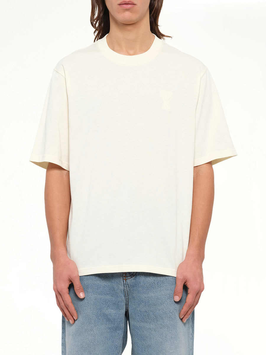 Tonal Embossed Big Ami De Coeur T-Shirt in White
