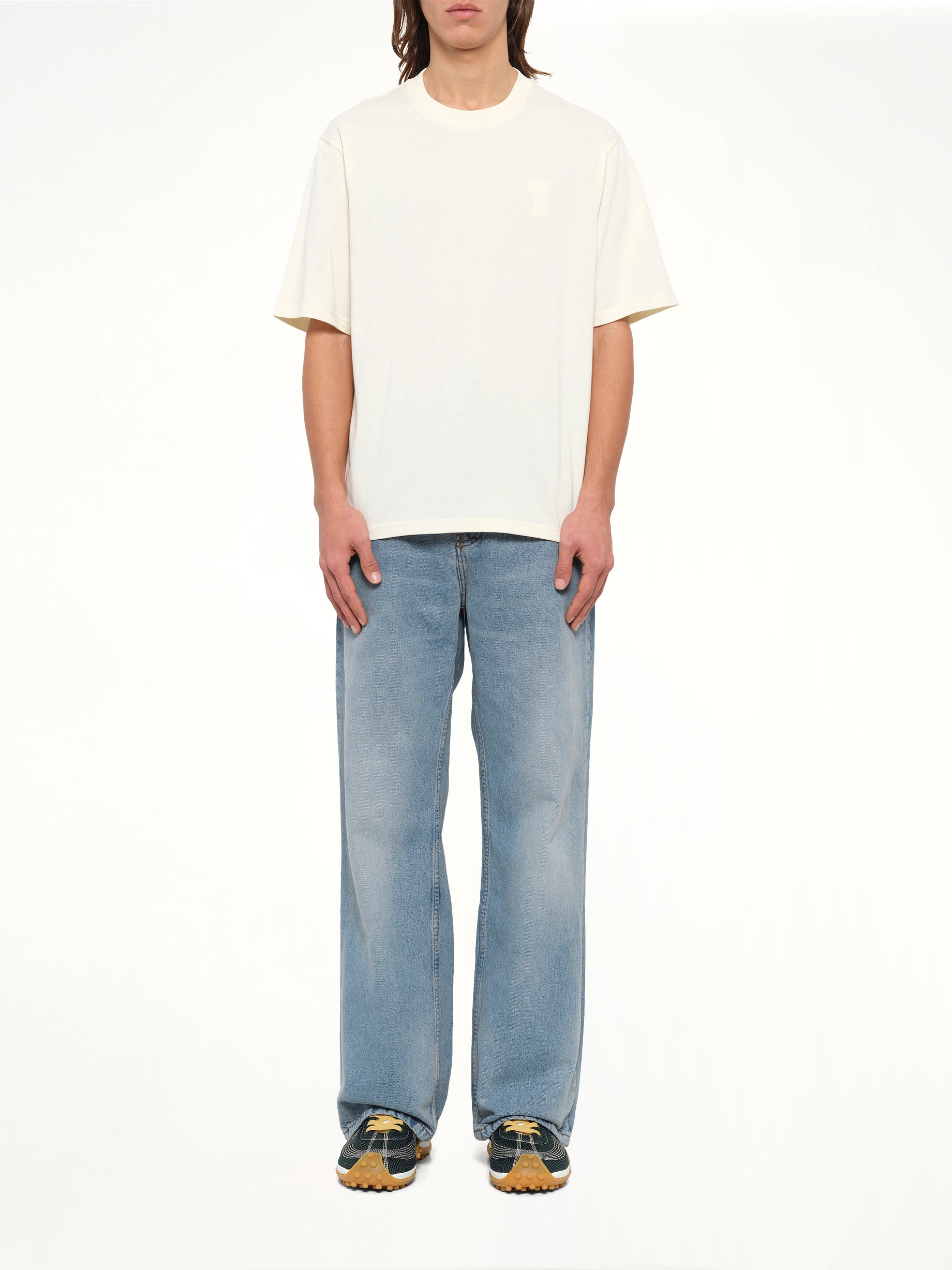Tonal Embossed Big Ami De Coeur T-Shirt in White