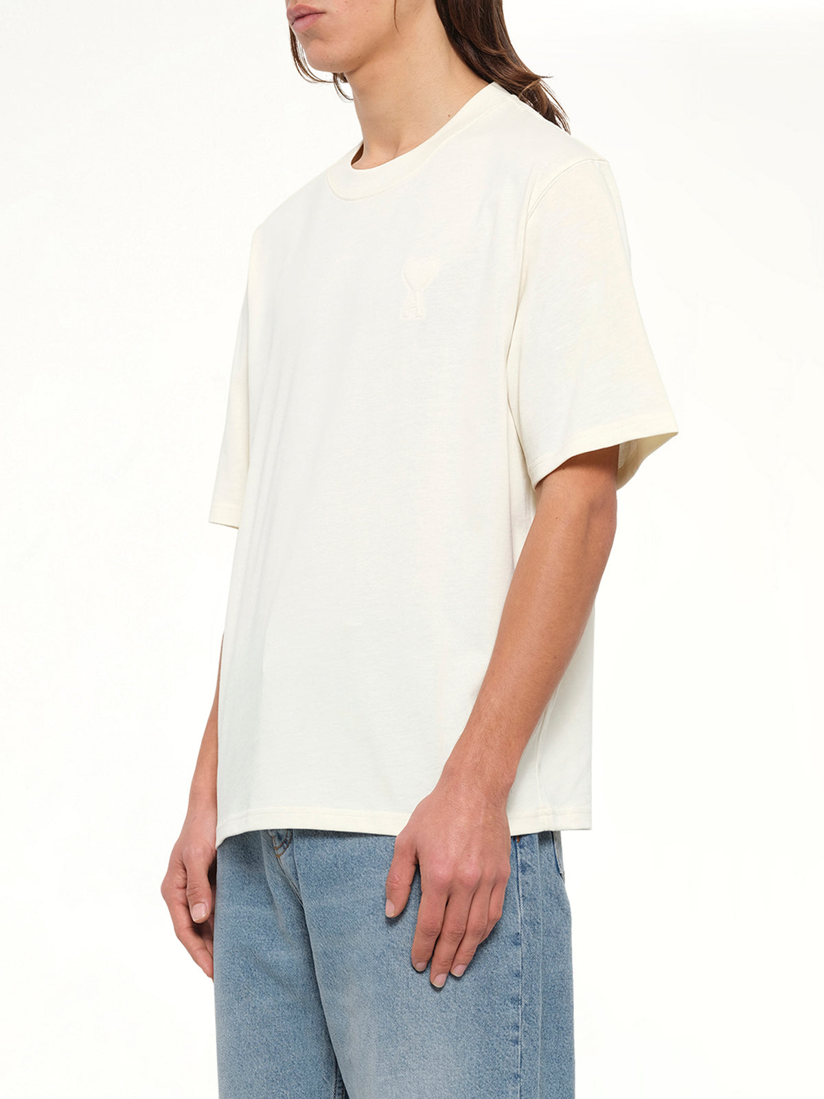 Tonal Embossed Big Ami De Coeur T-Shirt in White