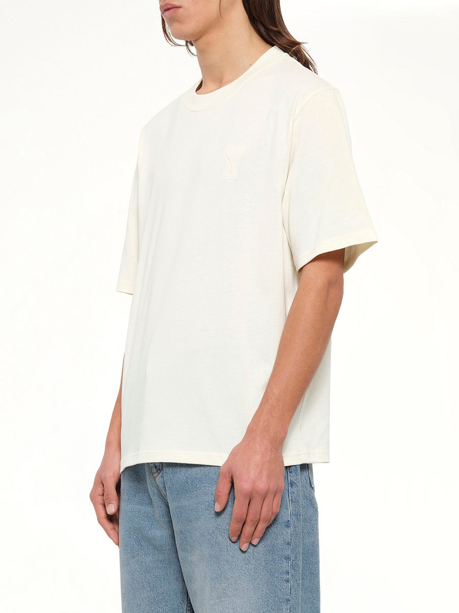 Tonal Embossed Big Ami De Coeur T-Shirt in White