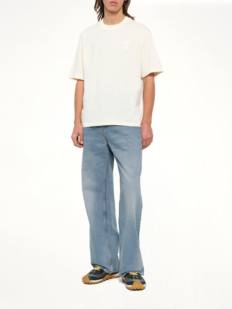 Tonal Embossed Big Ami De Coeur T-Shirt in White