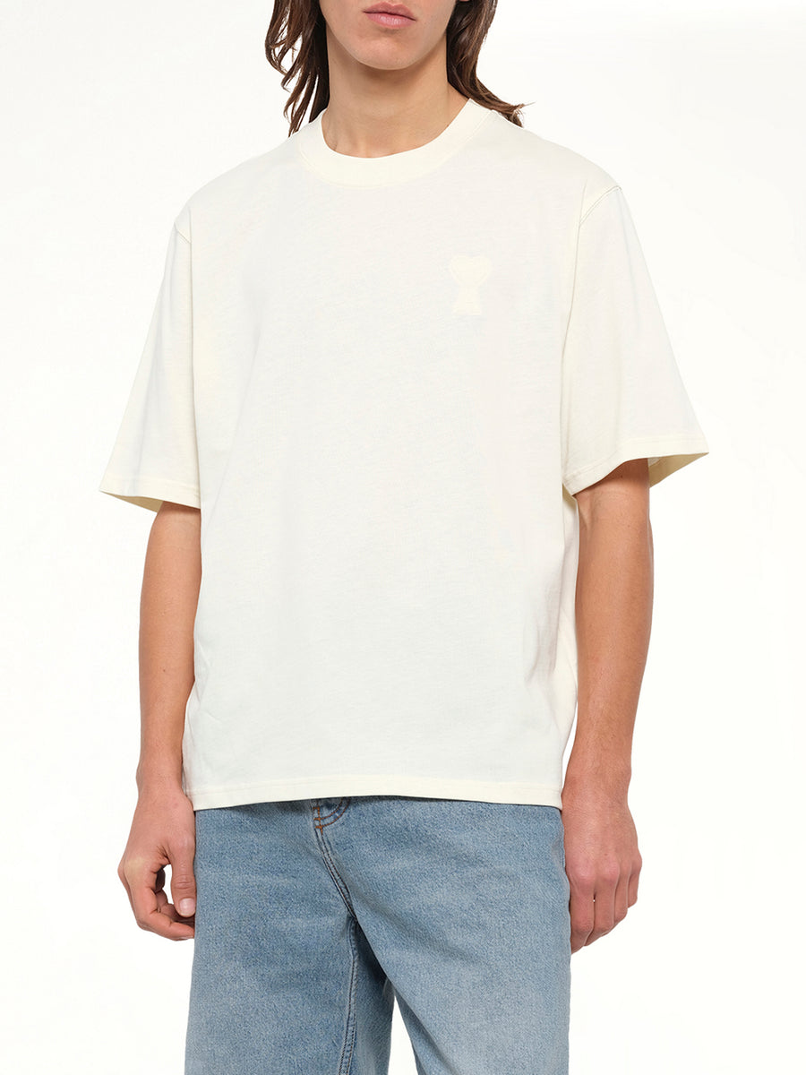 Tonal Embossed Big Ami De Coeur T-Shirt in White