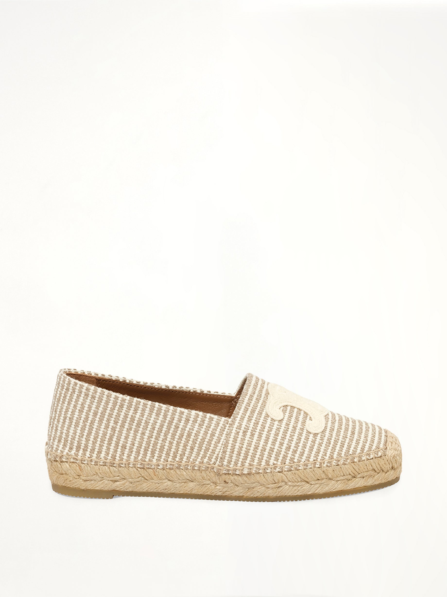 Triomphe Espadrille 05 with Embroidered P in Beige/Ecru