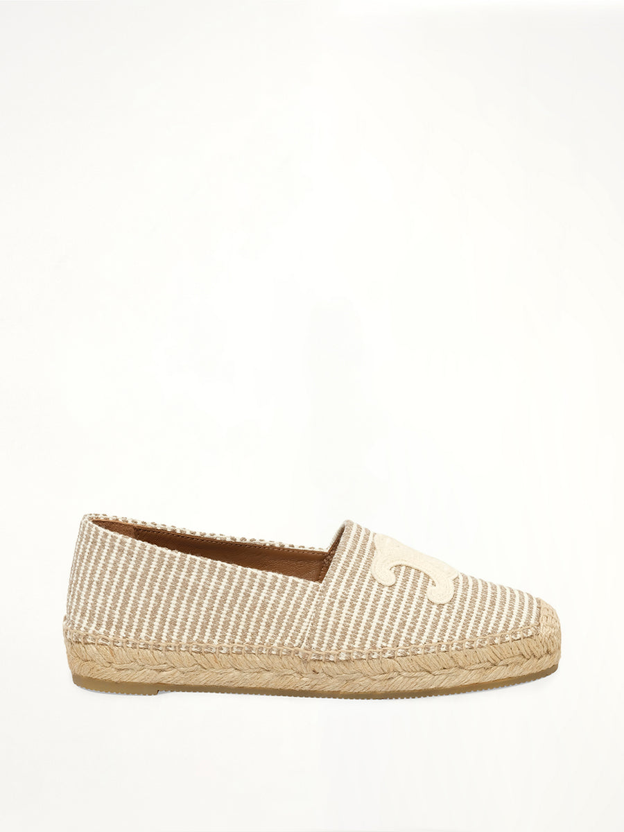 Triomphe Espadrille 05 with Embroidered P in Beige/Ecru