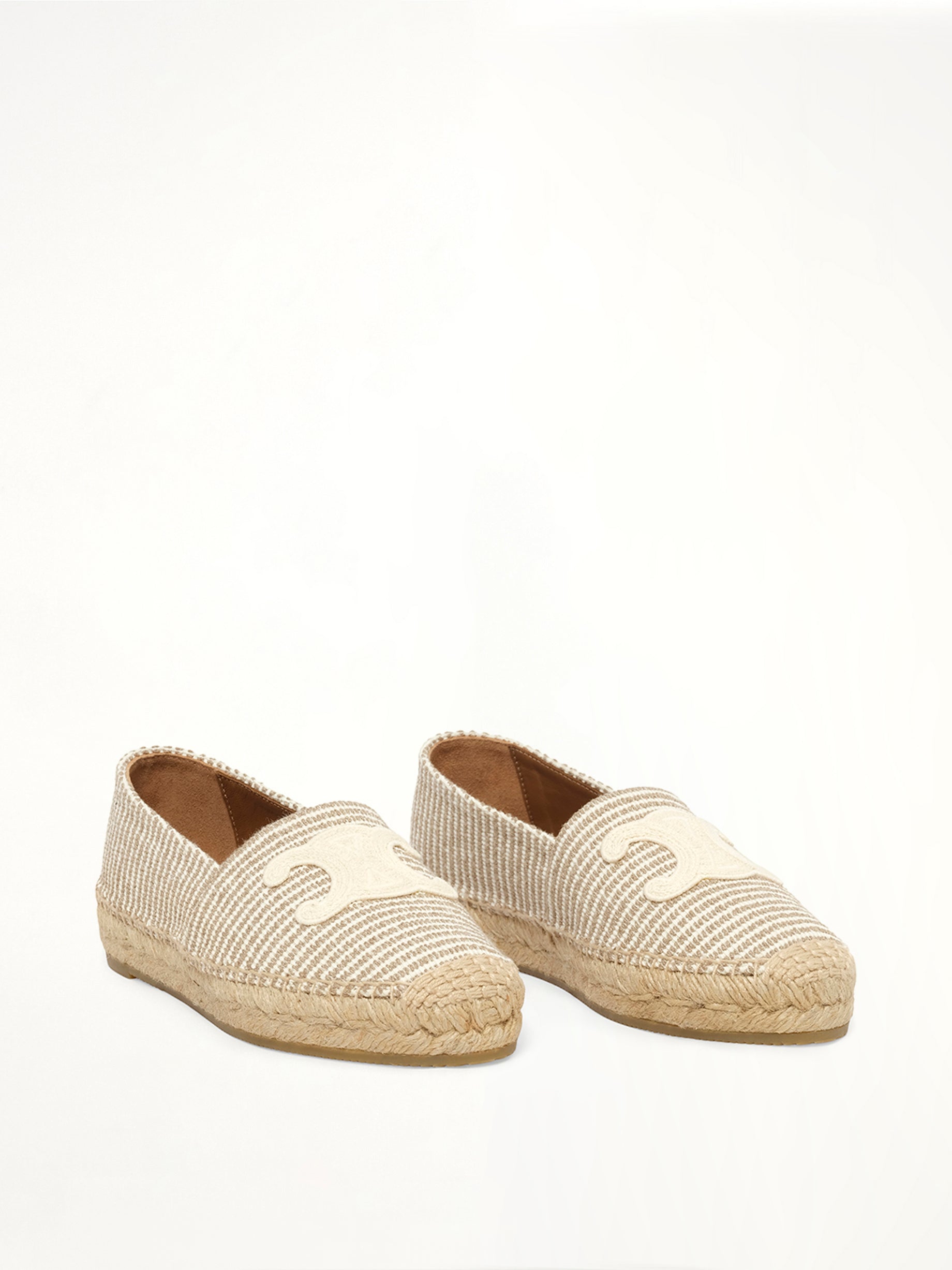Triomphe Espadrille 05 with Embroidered P in Beige/Ecru