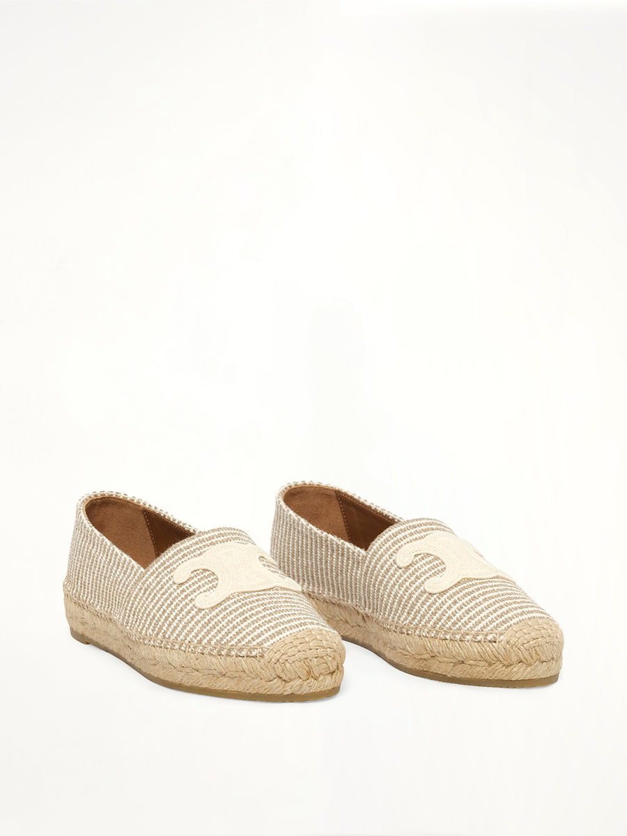 Triomphe Espadrille 05 with Embroidered P in Beige/Ecru