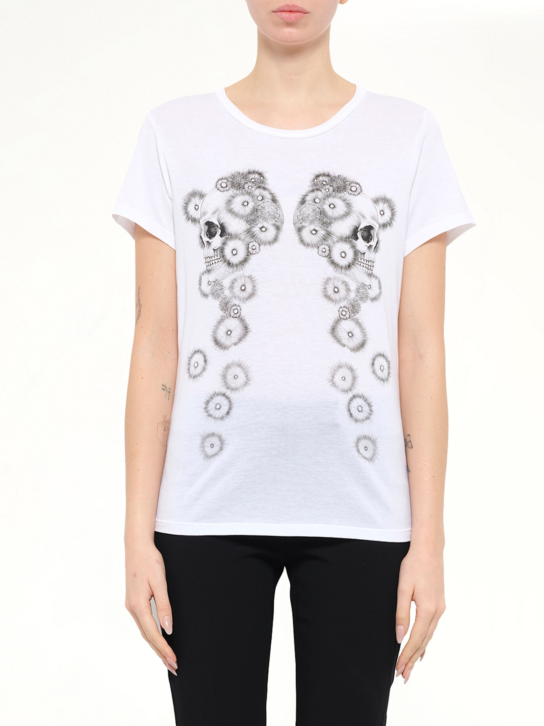 Alexander McQueen Pom Skull T-Shirt in White