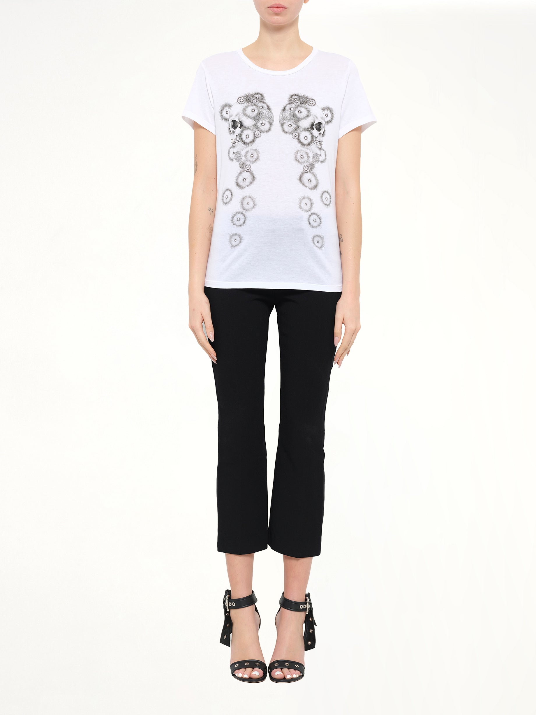 Alexander McQueen Pom Skull T-Shirt in White