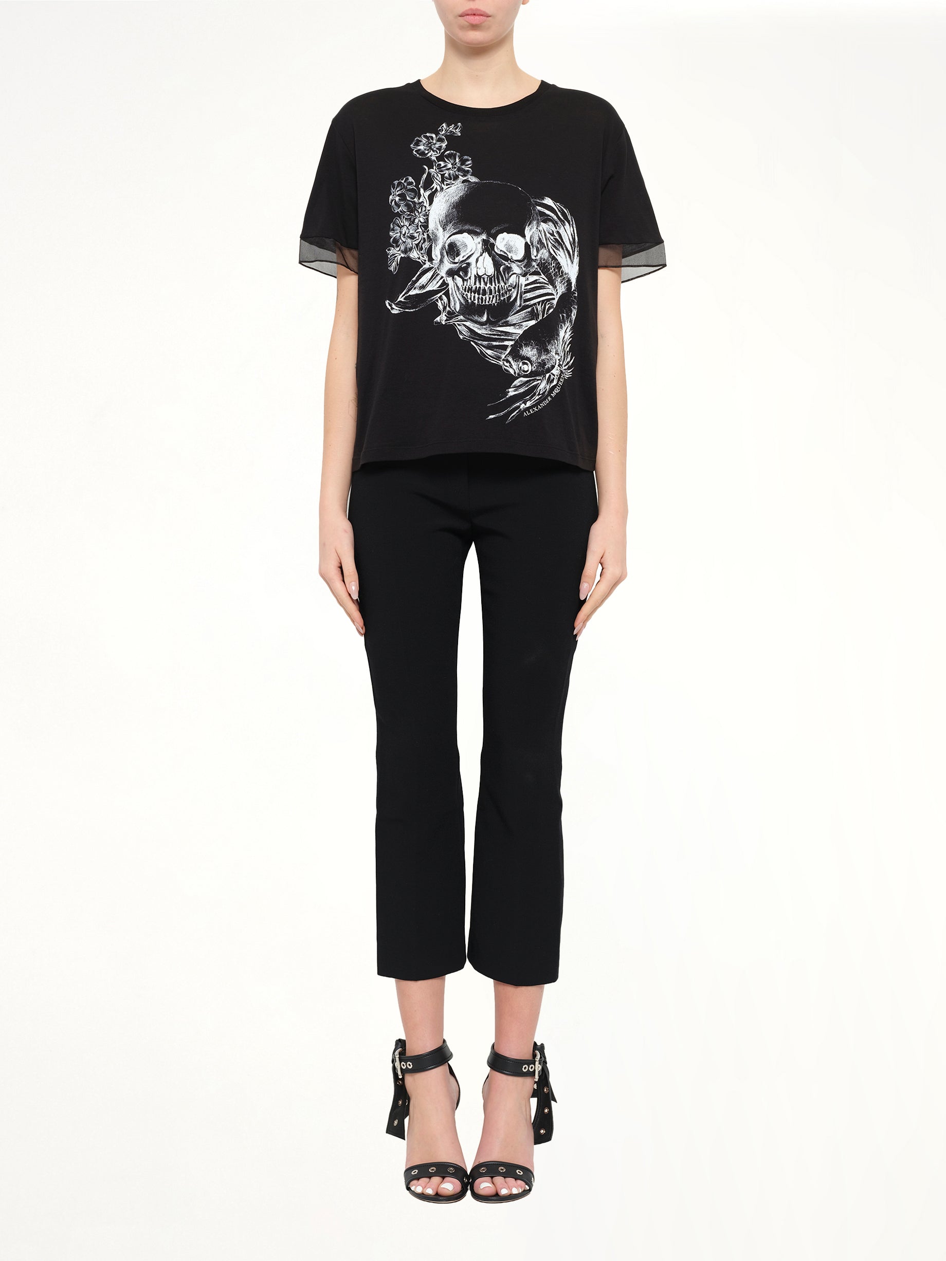 Alexander McQueen Fish Skull Tee in Black/White