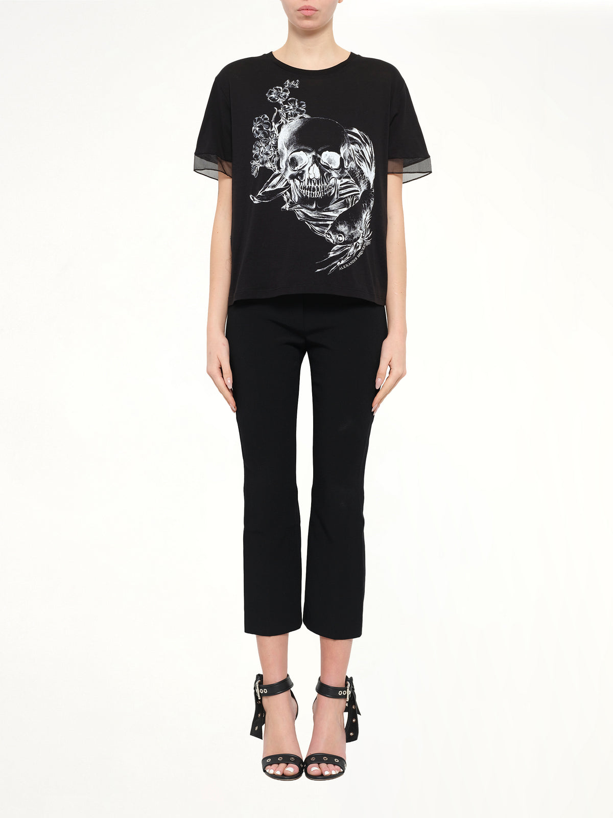 Alexander McQueen Fish Skull Tee in Black/White