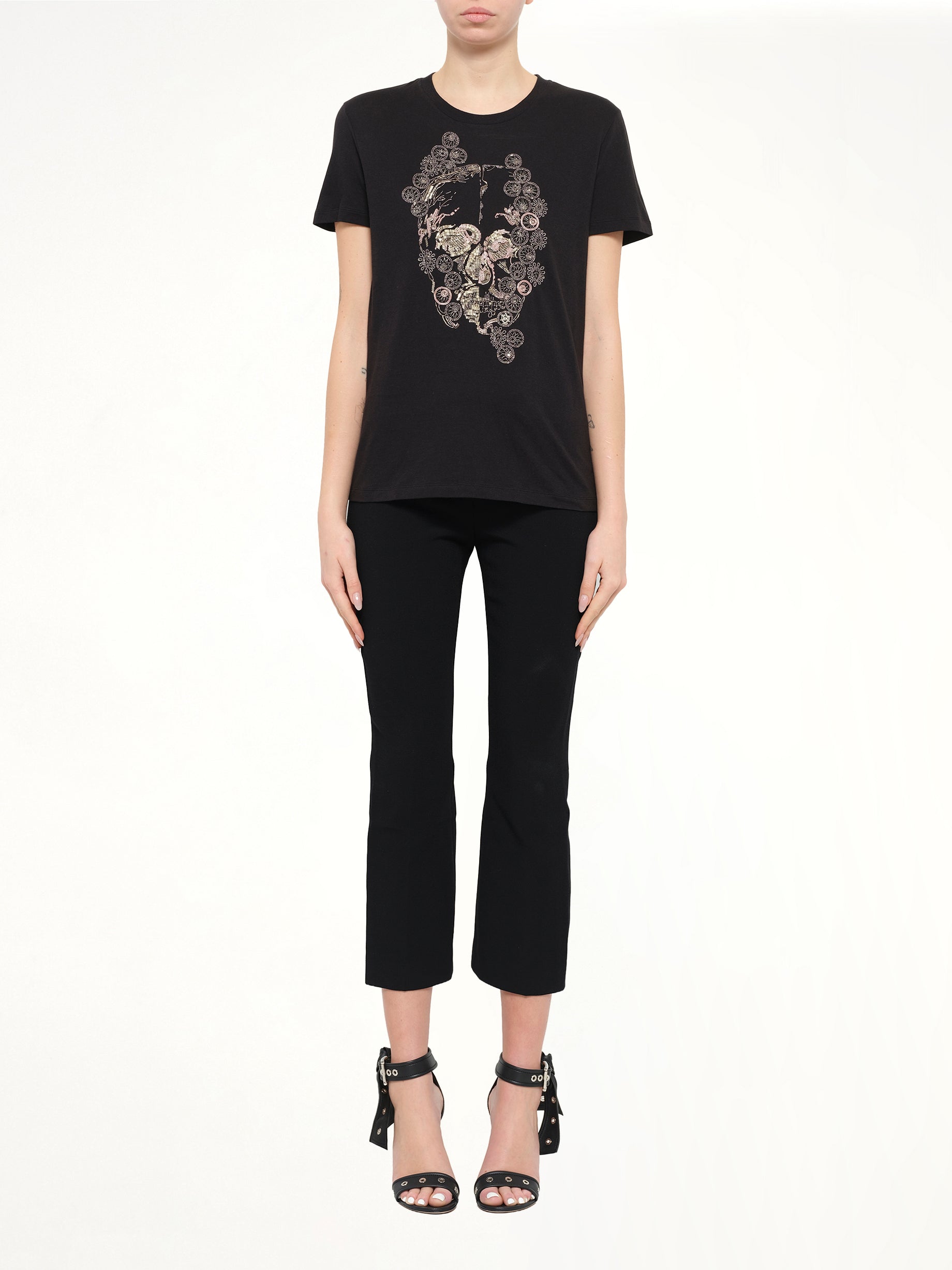 Alexander McQueen Jewelled Skull Tees in Black