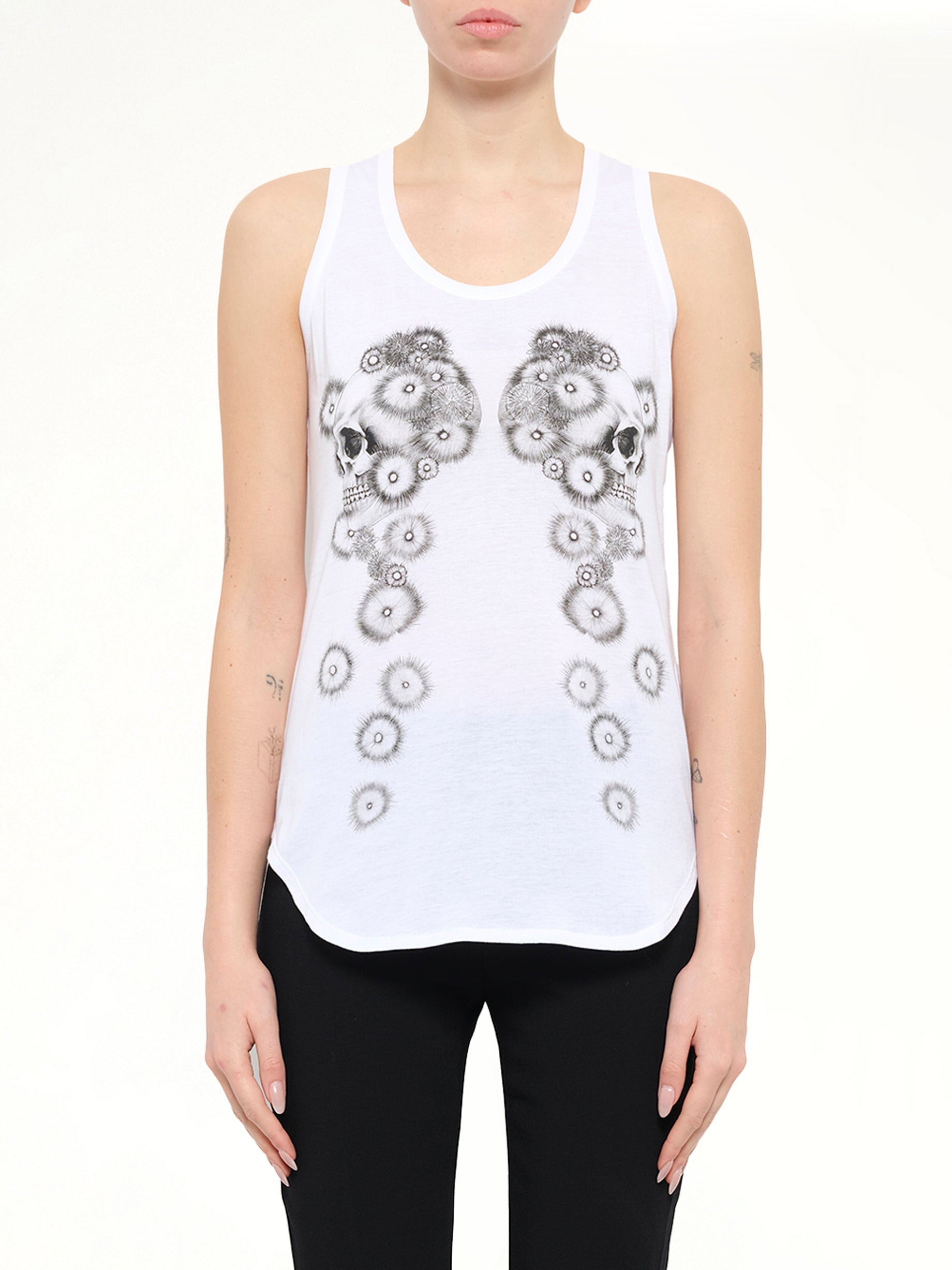 Alexander McQueen Pom Skull T-Shirt in White