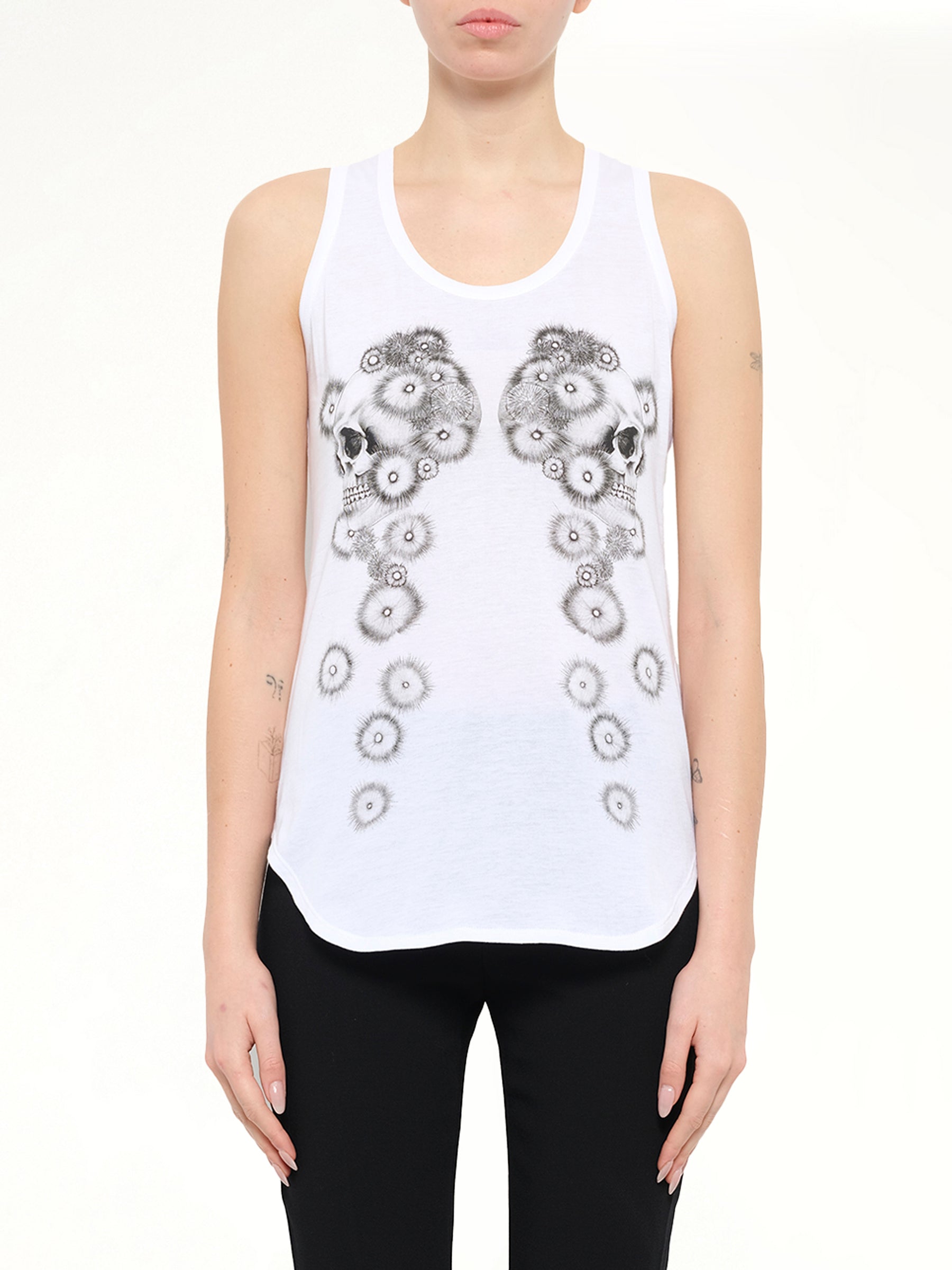 Alexander McQueen Pom Skull T-Shirt in White