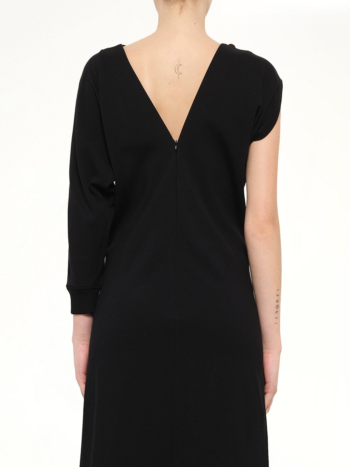 Asymmetrical Shoulder Dress in Black