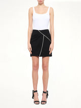 Crepe Wool Short Skirt in Black