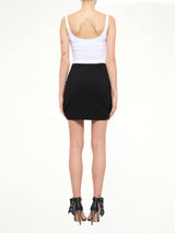 Crepe Wool Short Skirt in Black