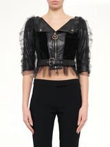Leather Jacket with Tulle